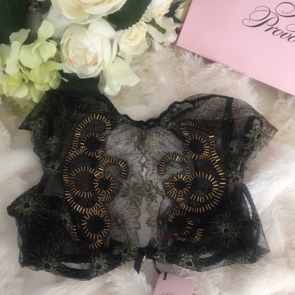 NEW! AGENT PROVOCATEUR SOIREE KIMIKO BLACK GOLD BEADED EMBELLISHED COUTURE BRA 4 - Picture 7 of 9